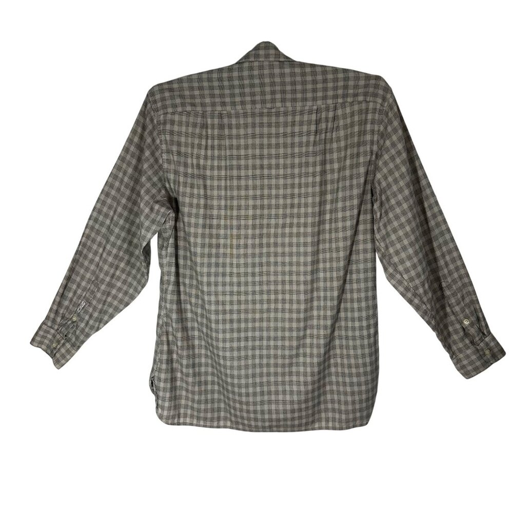 Greg Norman Collection Mens Grey Plaid Long Sleeve Shirt Large Cotton Blend - Picture 3 of 12